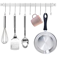 UMI. by Amazon - Barra con 10 S-Ganchos Multiuso para Colgar Ollas y Sartenes- Barra para Utensilios de Cocina- Colgante…